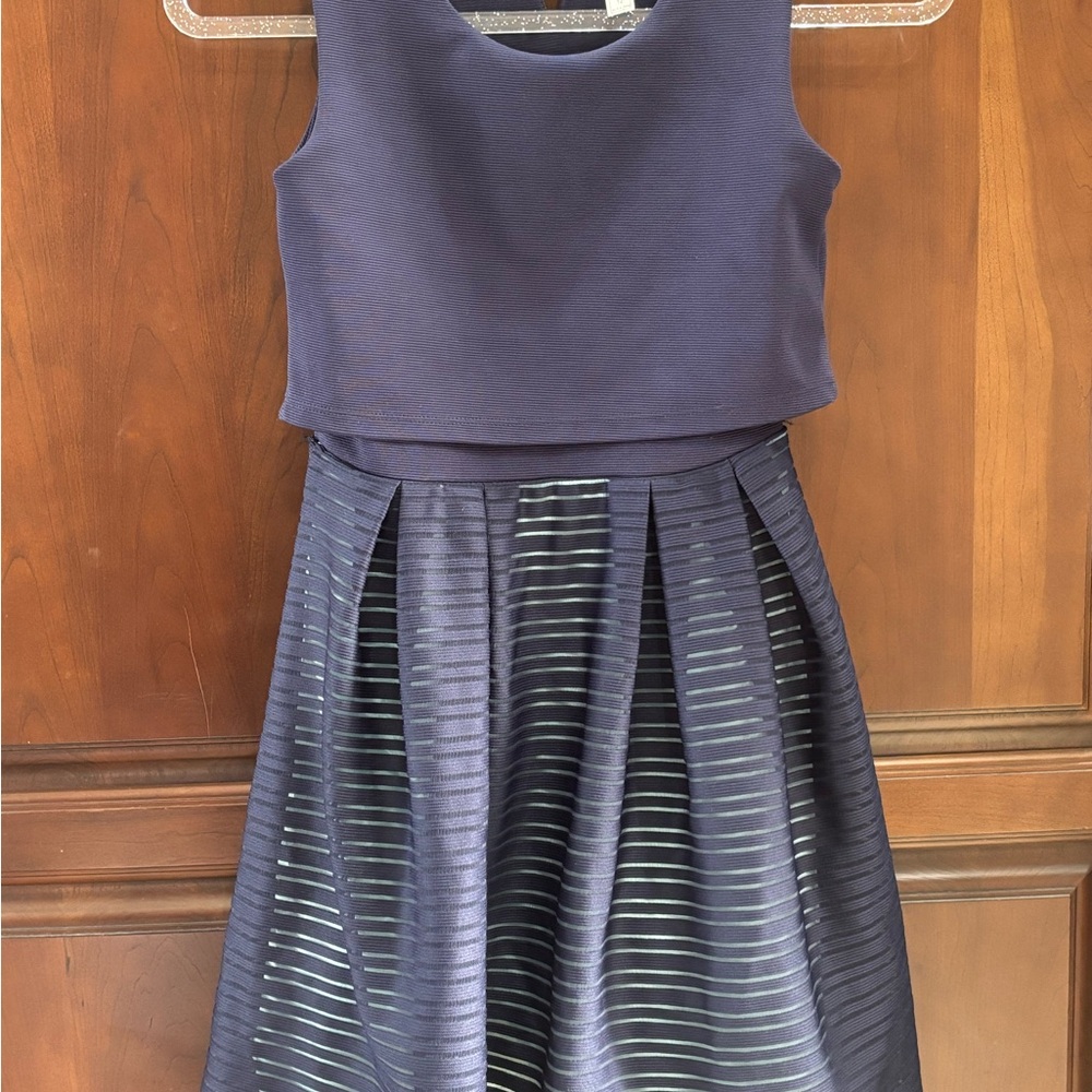 Knitworks Navy Blue Striped Kids Dress